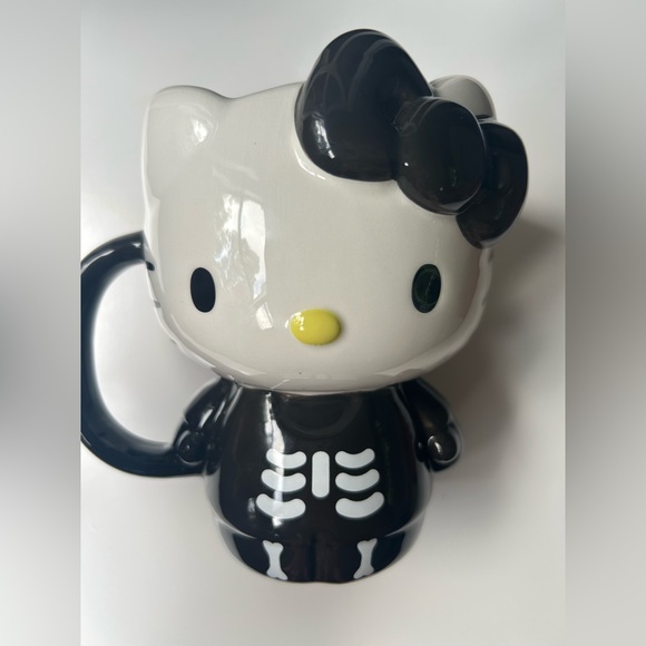 Hello Kitty Halloween Skeleton Mug Black Kawaii Goth Big Full Body Mug - Picture 2 of 4